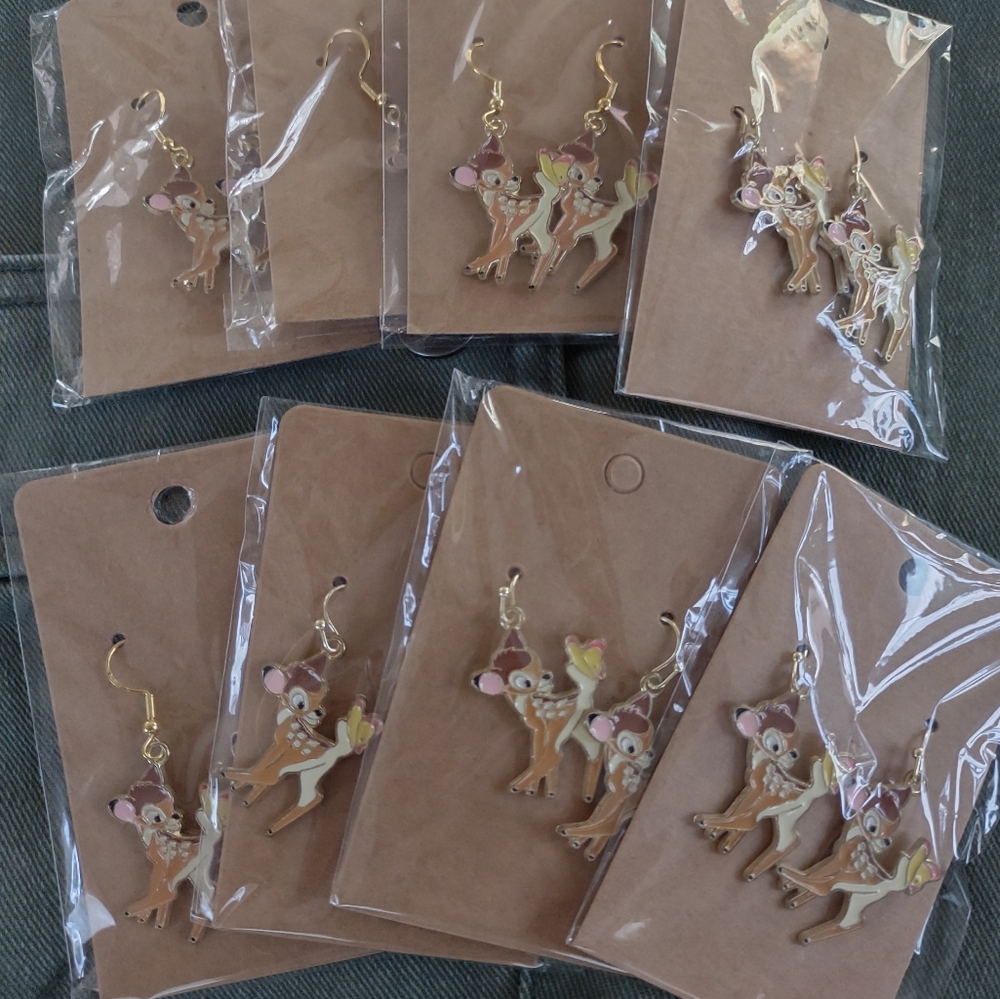 8 Homemade Adorable Bambi Deer Themed Earring Sets